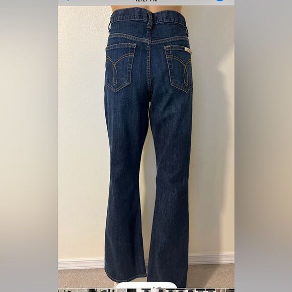 VTG 90s Calvin Klein Dark Wash High Waist Flare bootcut jeans Made in Egypt 14 - Picture 4 of 9